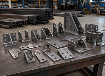 connection brackets, laser cut steel brackets, steel structure components, construction fabrication, Prato Laser