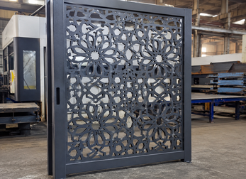 decorative metal panel, laser cut door panel, custom door design, architectural metalwork, Prato Laser