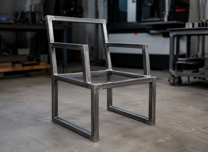 metal chair frame, laser cut chair frame, metal furniture manufacturing, welded metal frame, square tube furniture, Prato Laser