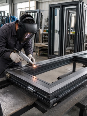 Door & Window Fabrication, Aluminum Frame Welding, Window Frame Welding, Door Frame Welding, Metal Profile Welding, Handheld Laser Welding, Clean Weld Seams
