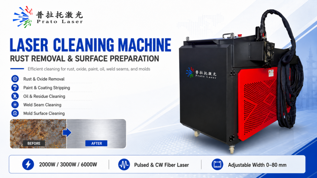 laser cleaning machine for rust removal and metal surface preparation