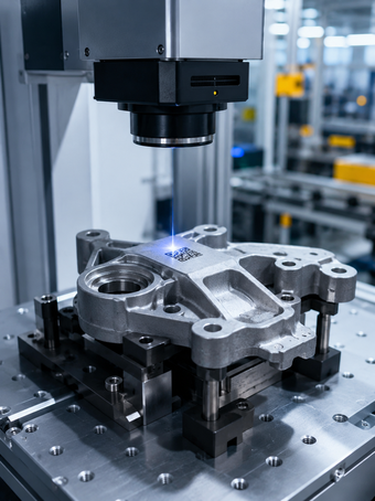 fiber laser marking machine, auto parts marking, automotive component marking, QR code marking, batch code marking, metal parts traceability, Prato Laser