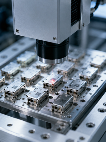 fiber laser marking machine, electronic components marking, connector marking, precision laser marking, QR code marking, product traceability, Prato Laser